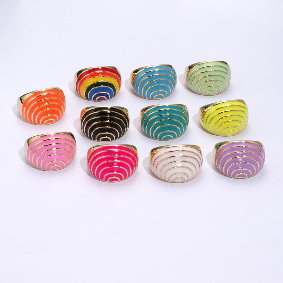 Enamel Rainbow Dome Ring for Women in Gold Chunky Bold Enamel Ring Signet Statement Ring y2k Jewelry U-083~U-093