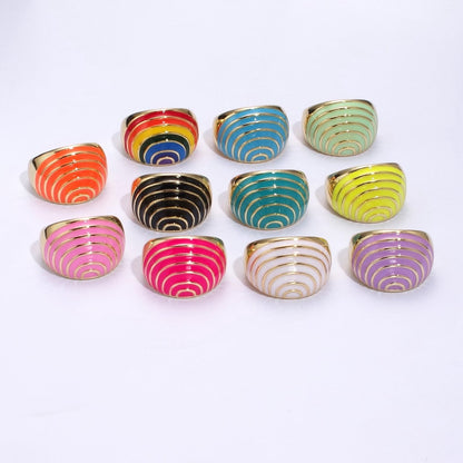 Enamel Rainbow Dome Ring for Women in Gold Chunky Bold Enamel Ring Signet Statement Ring y2k Jewelry U-083~U-093