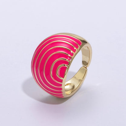 Enamel Rainbow Dome Ring for Women in Gold Chunky Bold Enamel Ring Signet Statement Ring y2k Jewelry U-083~U-093