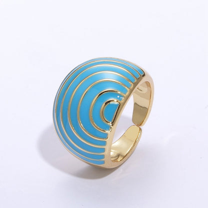 Enamel Rainbow Dome Ring for Women in Gold Chunky Bold Enamel Ring Signet Statement Ring y2k Jewelry U-083~U-093