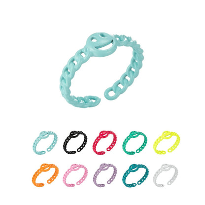 Enamel Smiley Face Open Adjustable Stacking Ring Y2K Neon Colorful Ring Unisex Jewelry