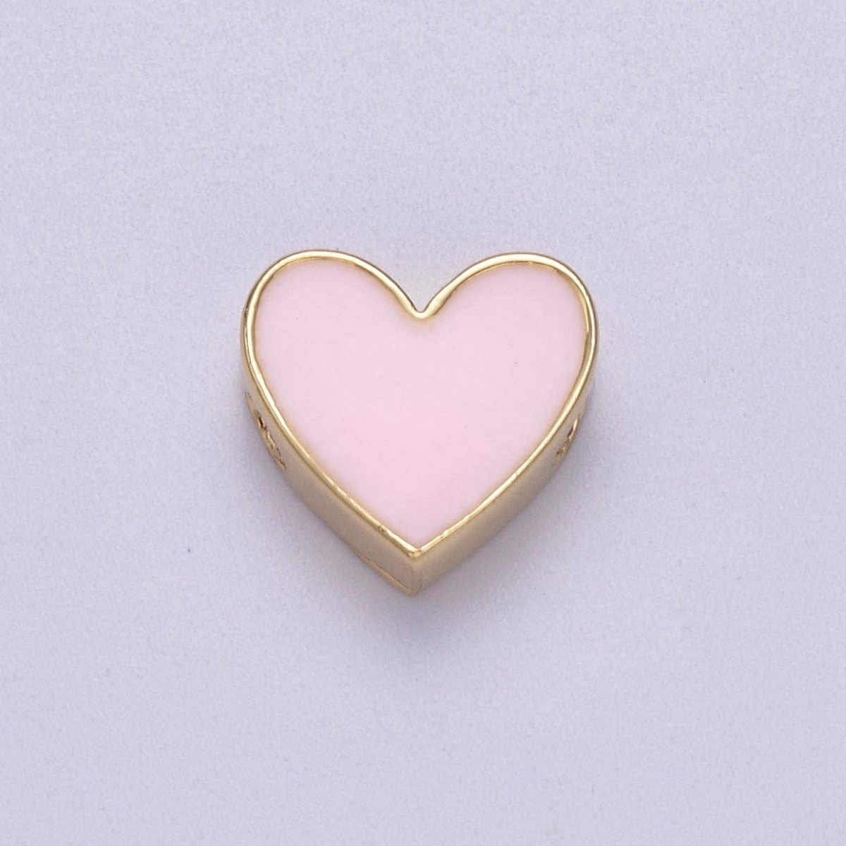 Enamel White / Pink Heart Gold Filled Spacer Beads | B-064