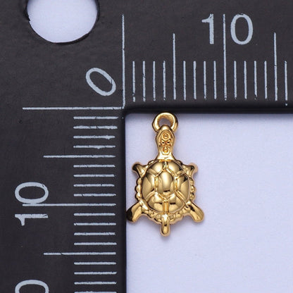 Endangered Sea Turtle Tortoise Puffed Ocean Animal Add-On Charm in Gold &amp; Silver | AC042