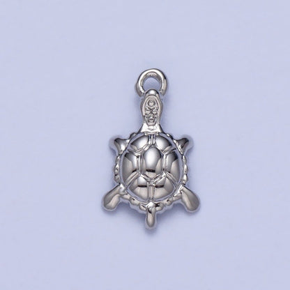 Endangered Sea Turtle Tortoise Puffed Ocean Animal Add-On Charm in Gold &amp; Silver | AC042