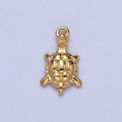 Endangered Sea Turtle Tortoise Puffed Ocean Animal Add-On Charm in Gold &amp; Silver | AC042