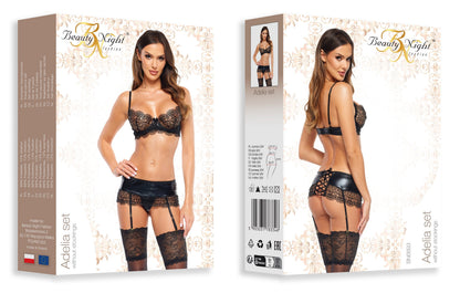 Beauty Night Adelia Sexy Lace Bra &amp; Garter Belt String Set