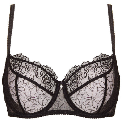 Gorteks Pamela Black Sheer Mesh Balconette Bra
