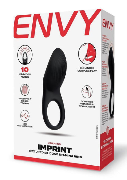 Envy Imprint Vibrating Textured Rechargeable Silicone Stamina Ring