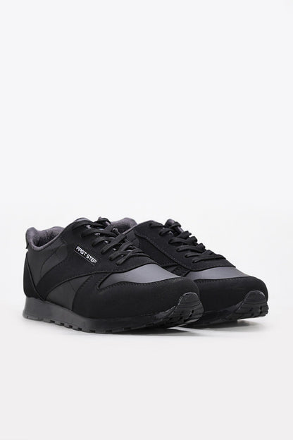 Black Rugged-Sole Panel Sneakers for Men | Wessi