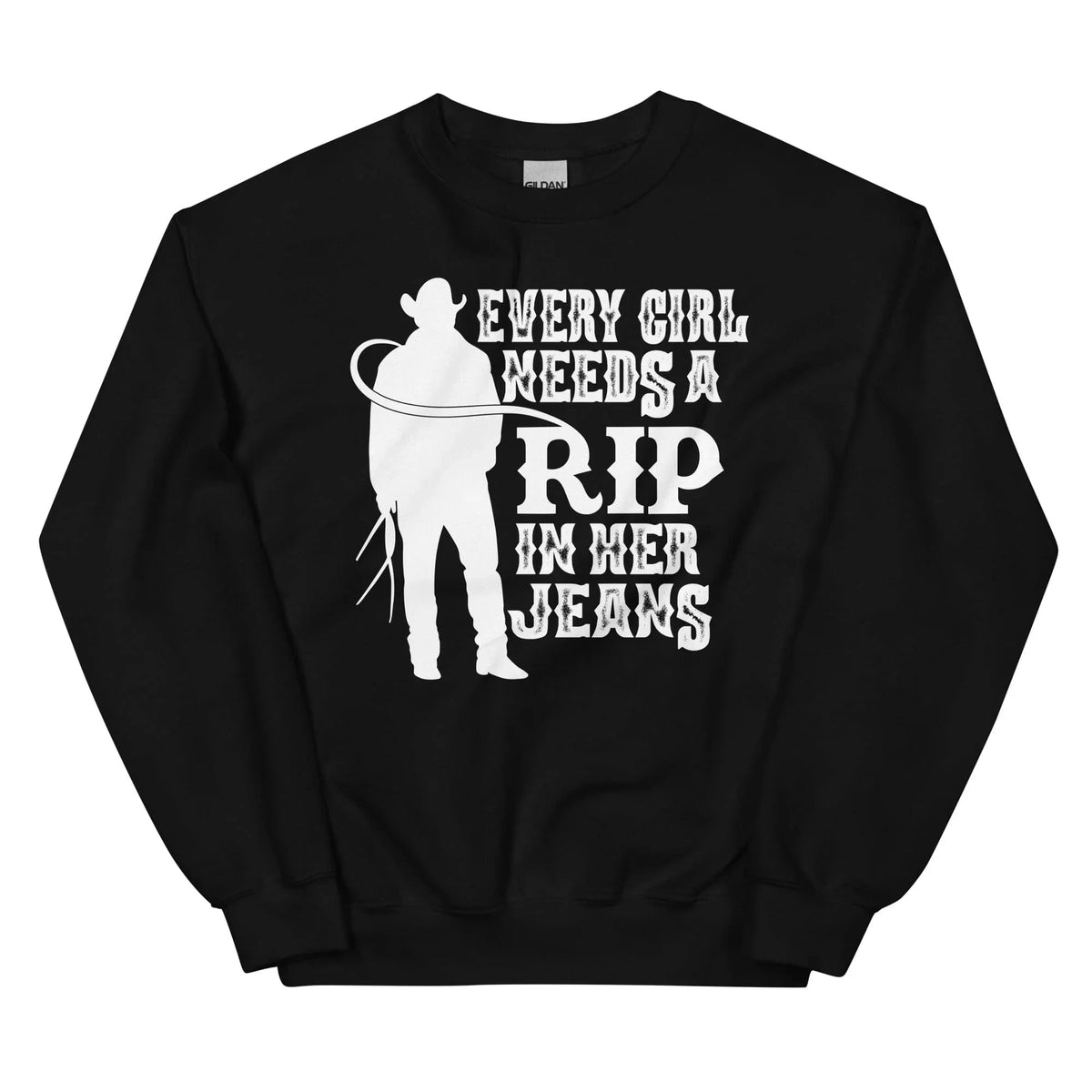 Every Girl Needs A RIP In Her Jeans Sweatshirt