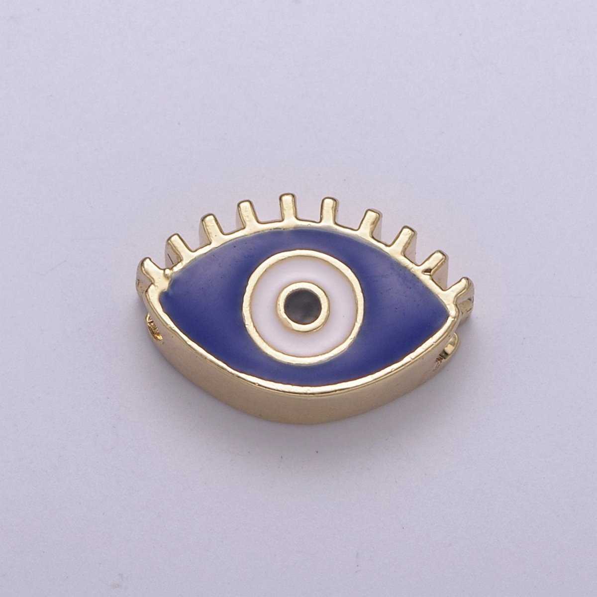 Evil Eye Bead, Enamel Eye 13.7x8.5mm Evil Eye Beads, Side Drilled Black, Blue, Pink, Green, White Enamel B-755 to-B-759