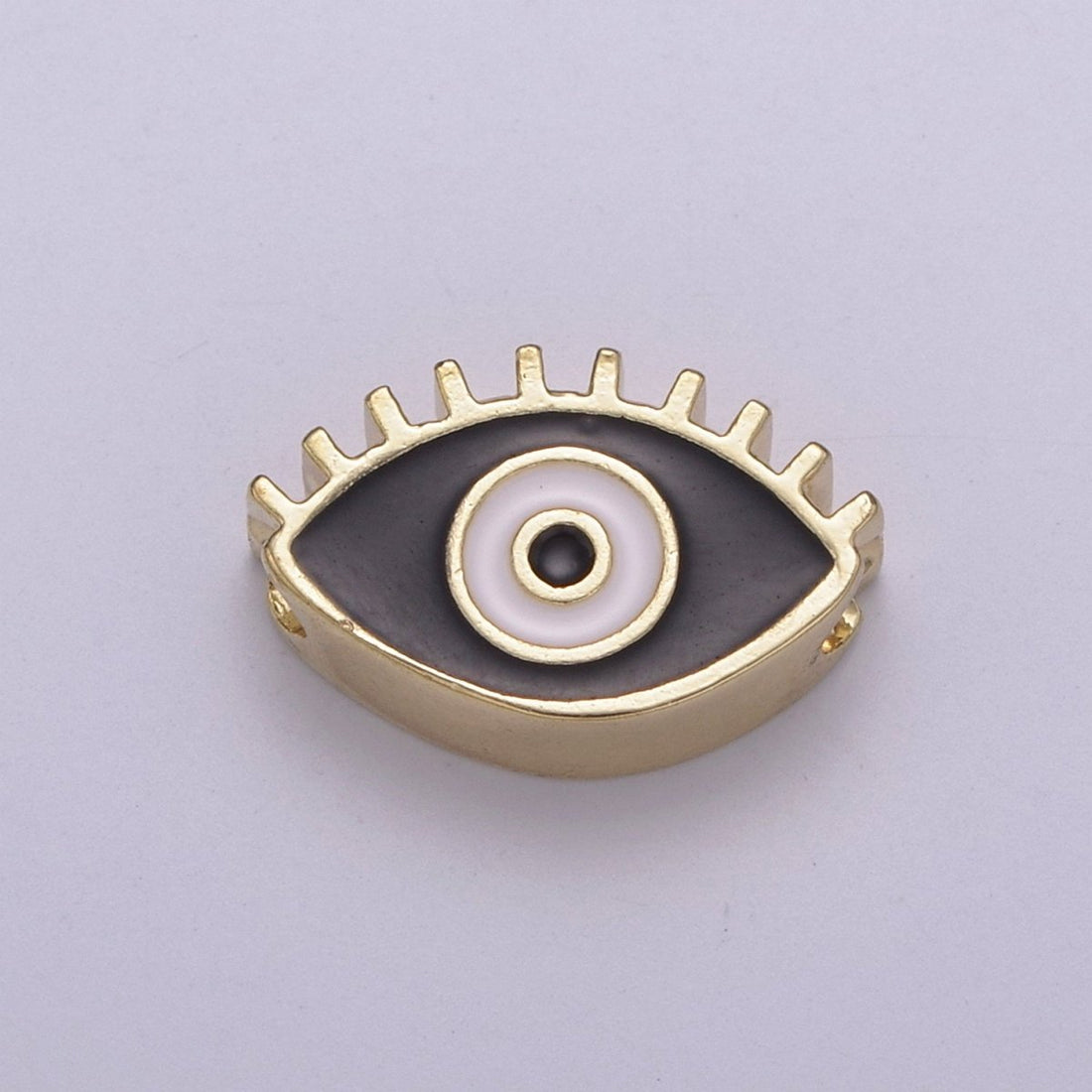 Evil Eye Bead, Enamel Eye 13.7x8.5mm Evil Eye Beads, Side Drilled Black, Blue, Pink, Green, White Enamel B-755 to-B-759