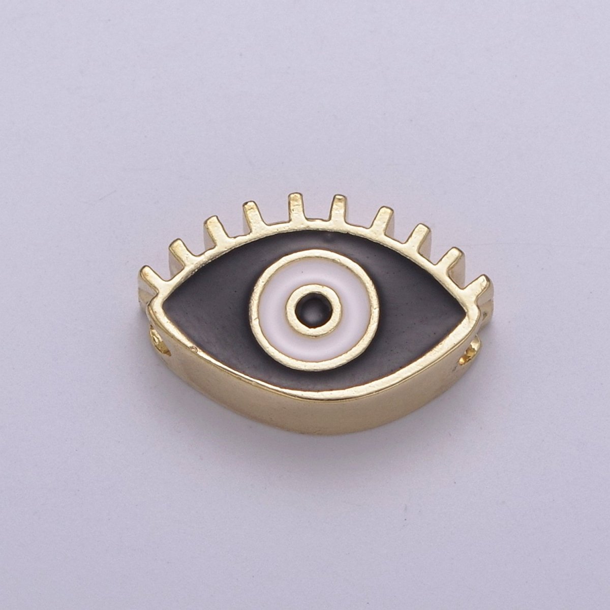 Evil Eye Bead, Enamel Eye 13.7x8.5mm Evil Eye Beads, Side Drilled Black, Blue, Pink, Green, White Enamel B-755 to-B-759