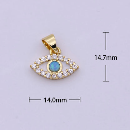 Evil Eye Micro Pave Blue Opal Charm - Evil Eye Cubic Zirconia Wholesale Charms H-444