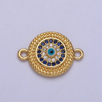 Evil Eye Micro Paved CZ Gold Beaded Round Connector | Y-707