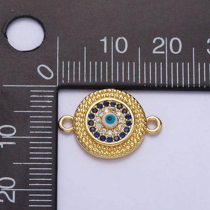 Evil Eye Micro Paved CZ Gold Beaded Round Connector | Y-707