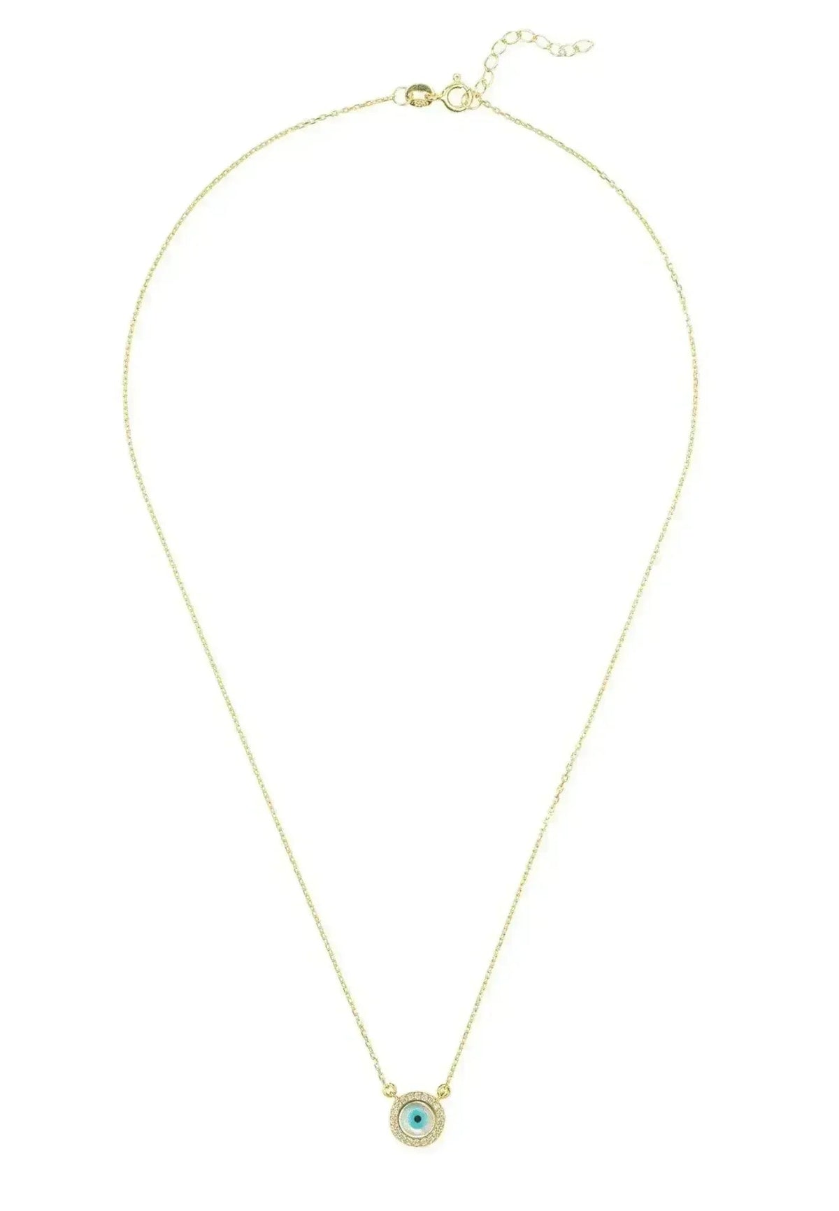 Evil Eye Mother Of Pearl Necklace Cz Gold
