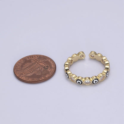 Evil Eye Ring, Minimalist Gold Ring, Dainty Stackable Ring 14k Gold Filled Open Adjustable Ring Amulet Jewelry U-331~U-335
