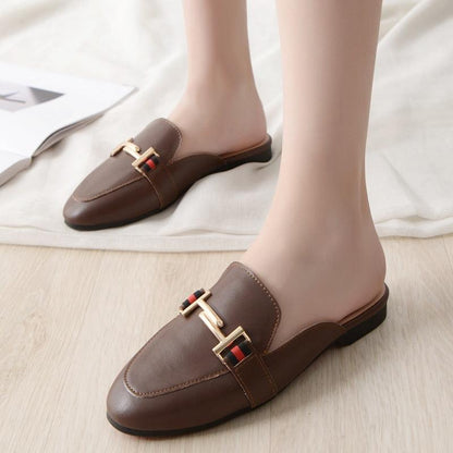 Exquisite Woman Slides Outdoor Platform Slippers Square Ladies Mules Slip On Comfortable Pointed Toe Womens Loafers Women&