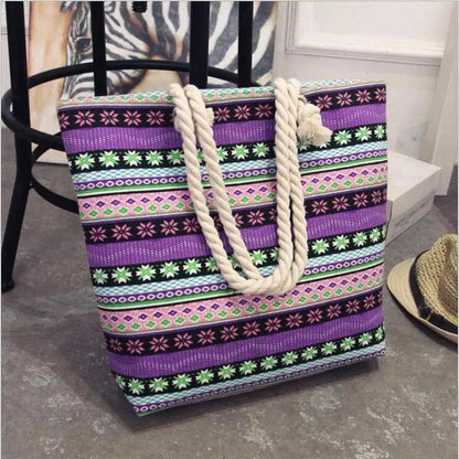 Eye-Catching Fashionable Folding Women Big Size Handbag Ladies Casual Flower Printing Canvas Graffiti Shoulder Bag