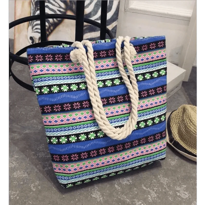 Eye-Catching Fashionable Folding Women Big Size Handbag Ladies Casual Flower Printing Canvas Graffiti Shoulder Bag