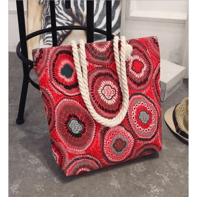Eye-Catching Fashionable Folding Women Big Size Handbag Ladies Casual Flower Printing Canvas Graffiti Shoulder Bag