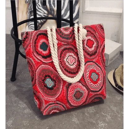 Eye-Catching Fashionable Folding Women Big Size Handbag Ladies Casual Flower Printing Canvas Graffiti Shoulder Bag