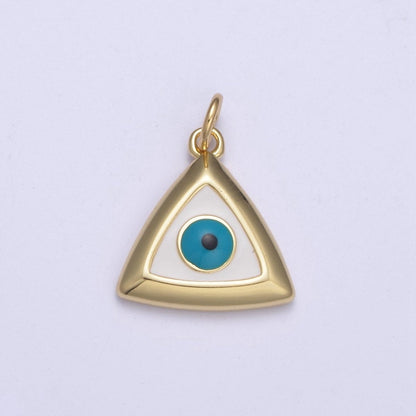 14K Gold Filled Evil Eye Triangle Enamel Charm | C639