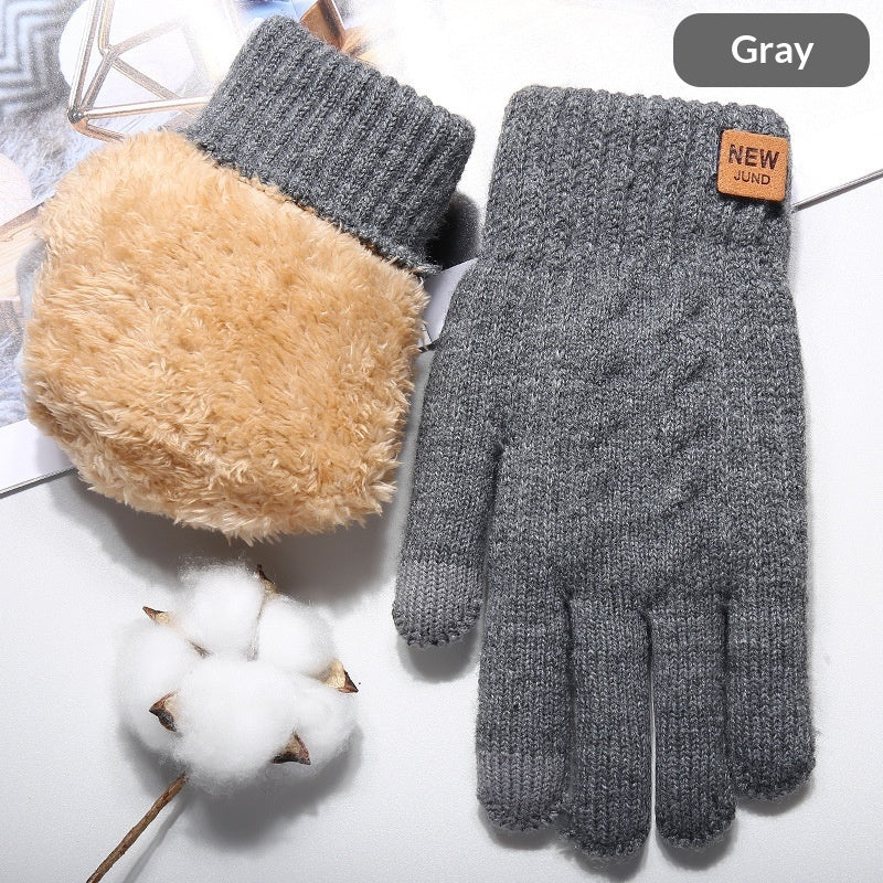 Autumn And Winter Touchscreen Gloves For Men With Fleece Lining