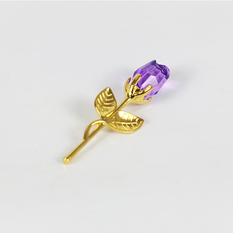 Crystal Golden Rose Flower Valentine&