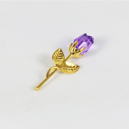 Crystal Golden Rose Flower Valentine&