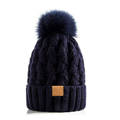 Snow Cap Knitted Hat Unisex Rolled Brim