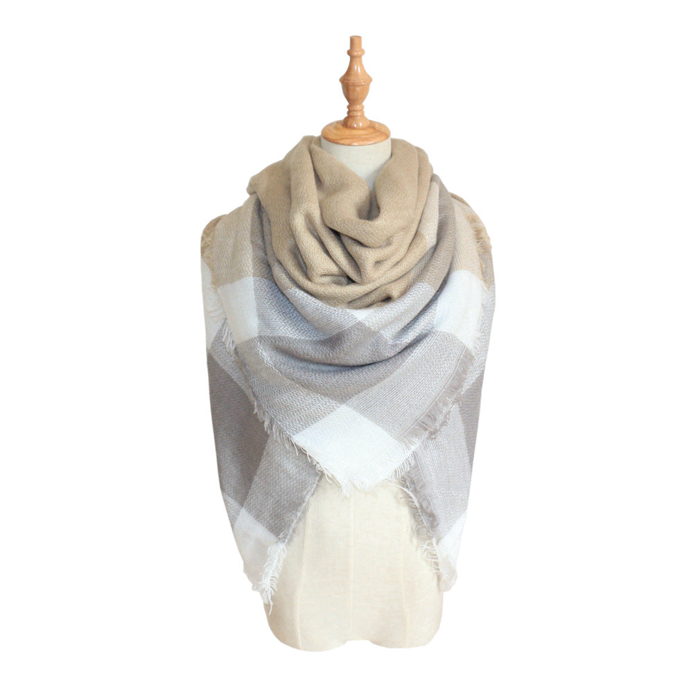 Plaid-print Versatile Neck Scarf Shawl