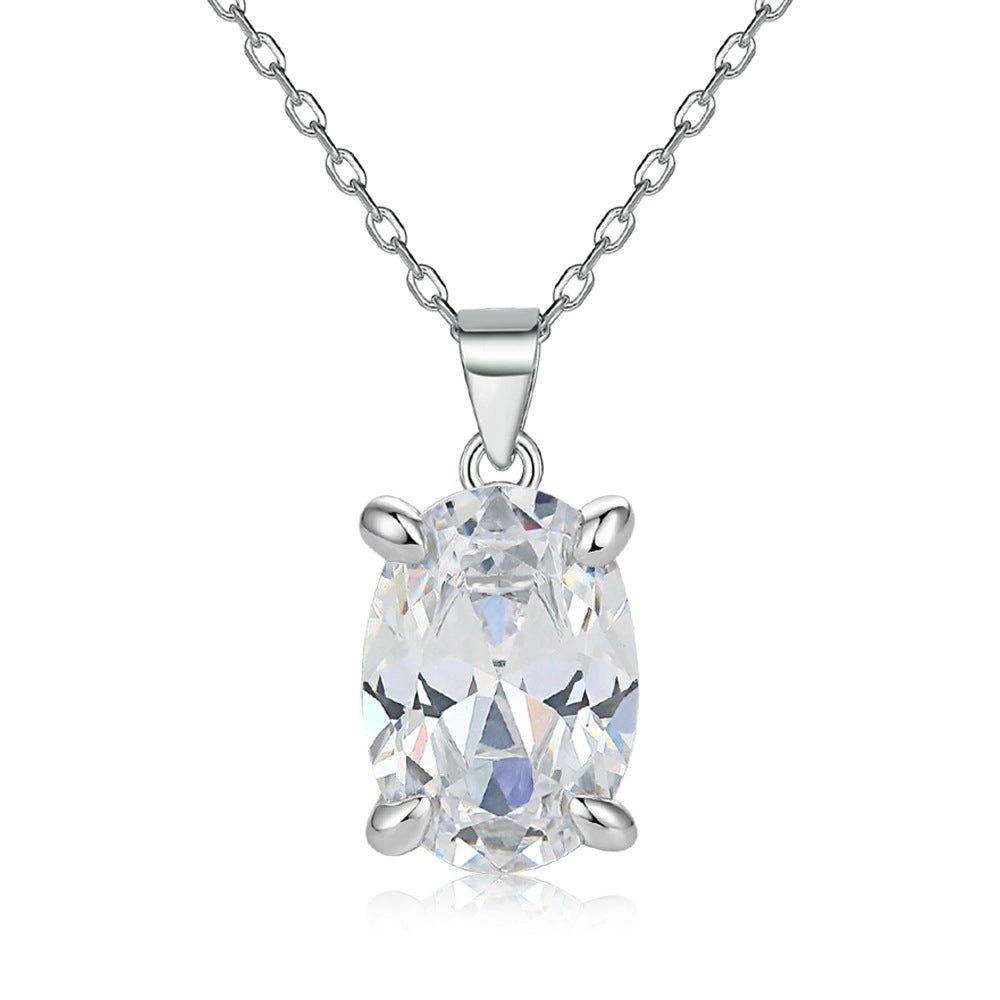 Oval Gem Pendant Necklace Women&