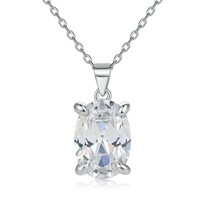 Oval Gem Pendant Necklace Women&