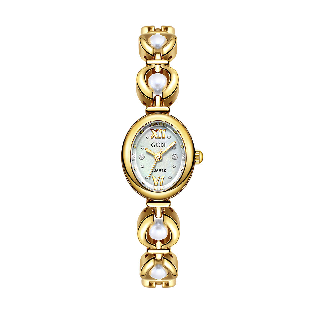 Gedi National Style Emerald Good-looking Bracelet Watch Niche High-grade Light Luxury Shell Pearls Exquisite Women&