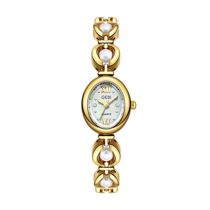 Gedi National Style Emerald Good-looking Bracelet Watch Niche High-grade Light Luxury Shell Pearls Exquisite Women&