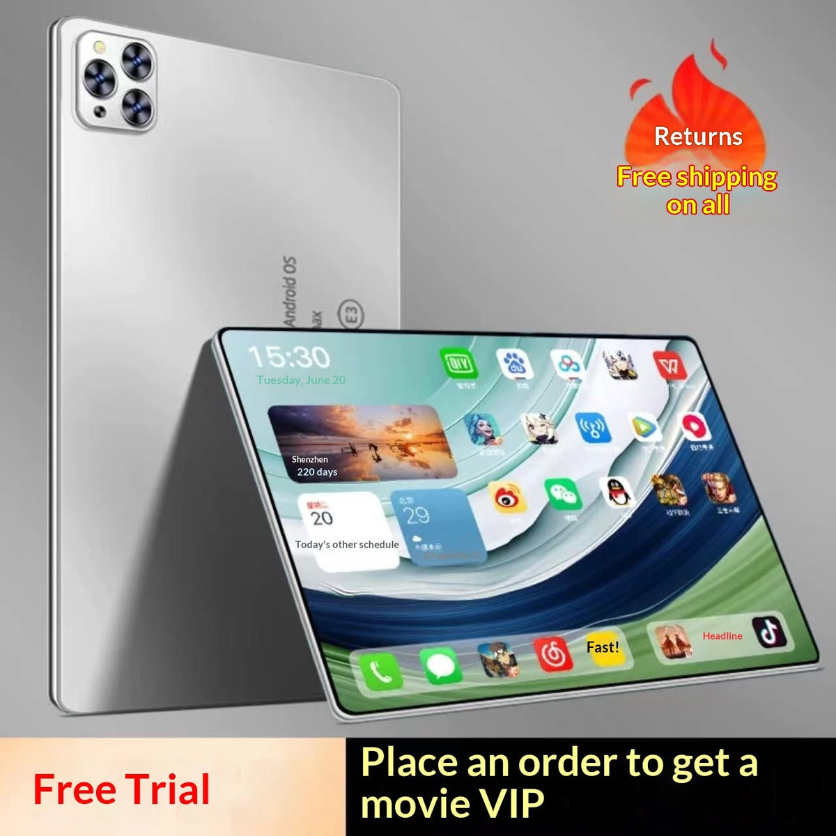 16GB 1024GB Snapdragon 888 All-Network Compatible Tablet