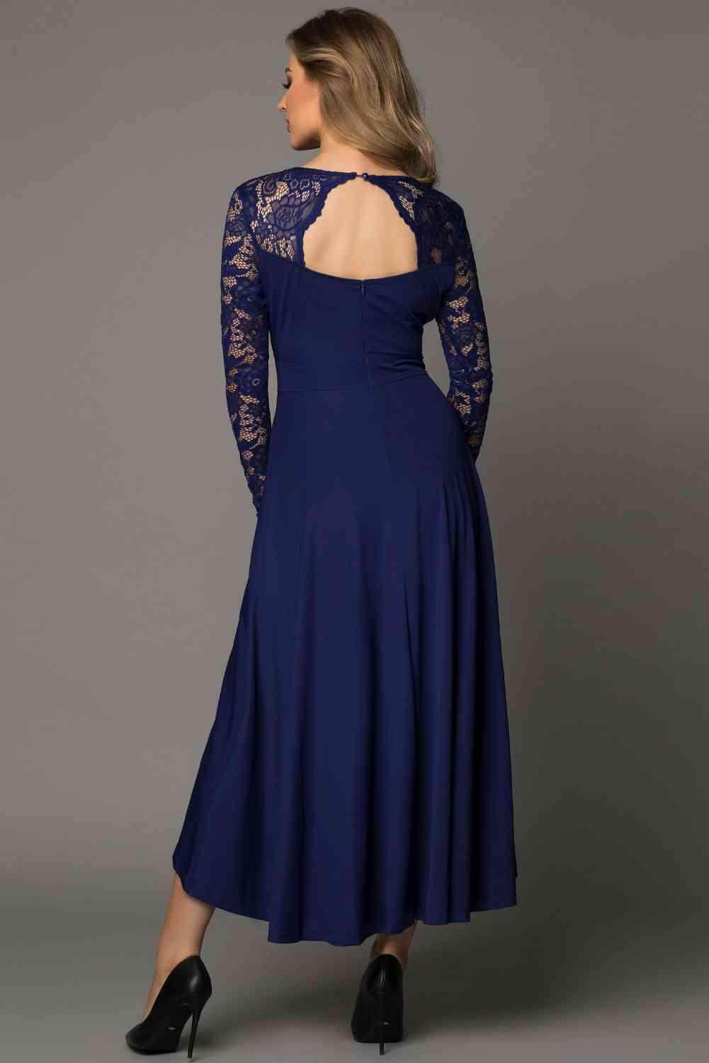 Lace High-Low V-Neck Dress for Elegant Evening Wear