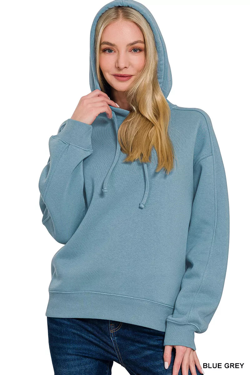 Zenana Drawstring Relaxed Fit Fleece Hoodie