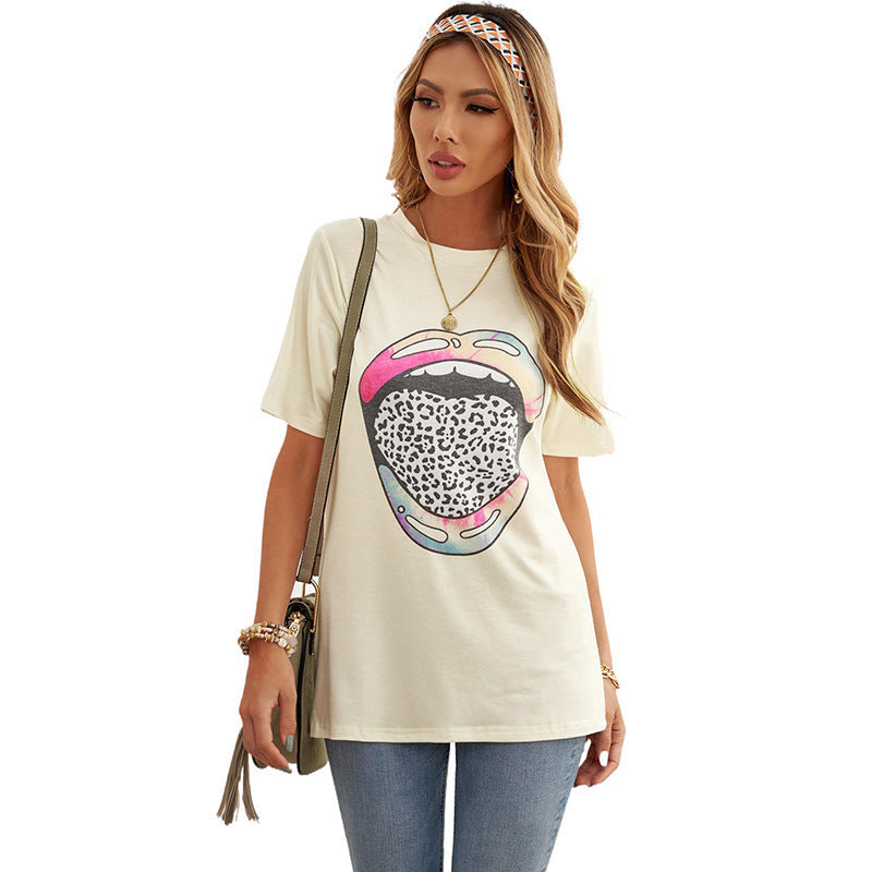 Shiying Tie-Dyed Loose Letter Print Tee