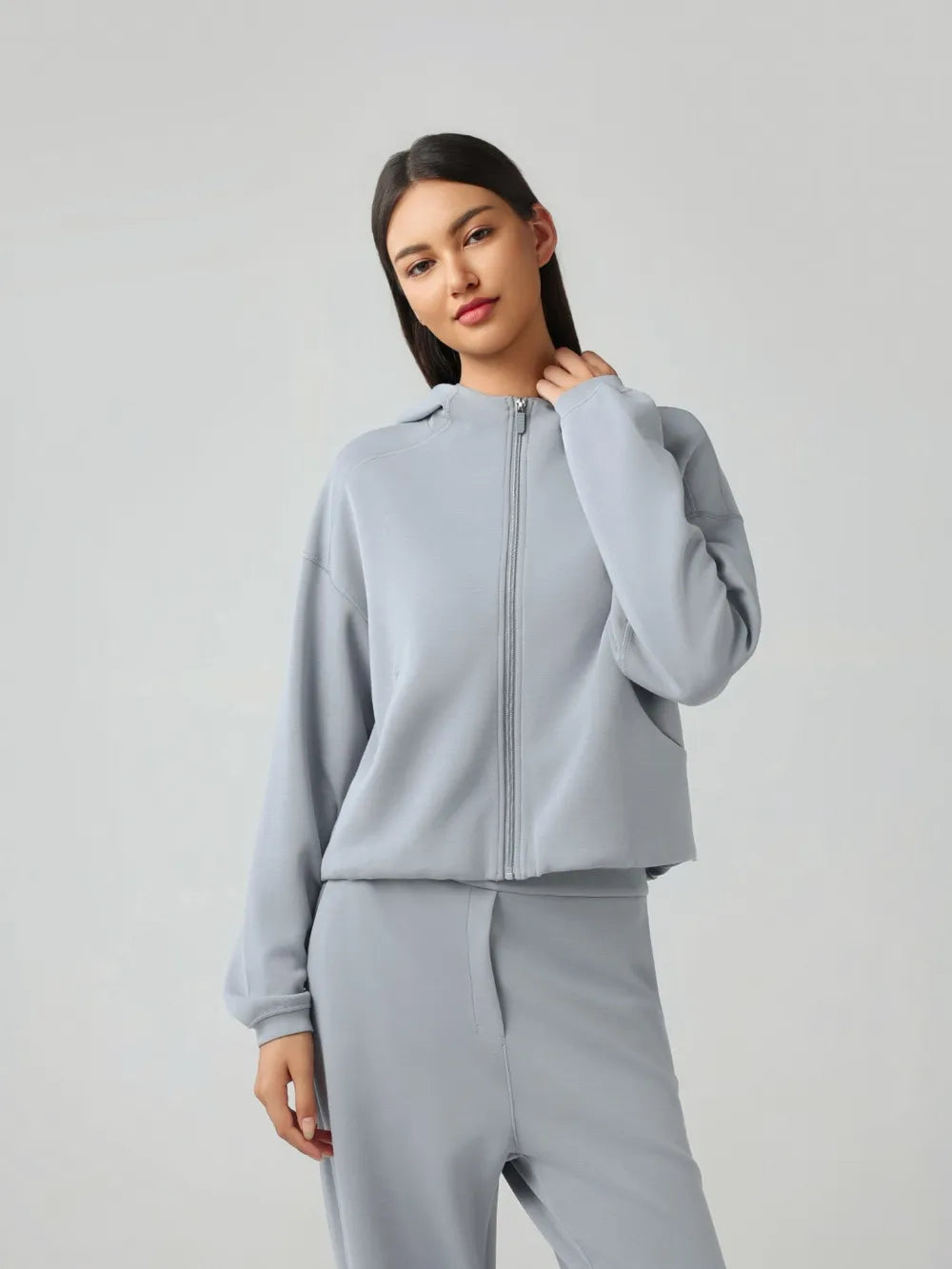 Millennia Zip Up Dropped Shouder Active Hooded