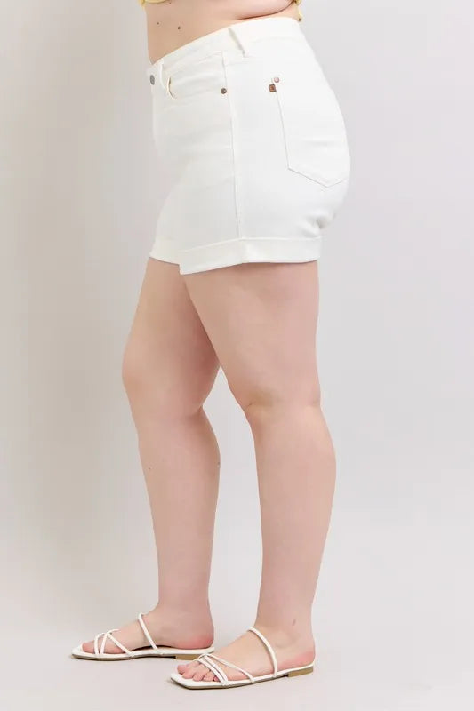 Judy Blue Full Size High Waist Double Roll Cuff Denim Shorts Plus Size