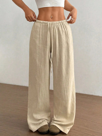 Wide Leg Drawstring Casual Pants