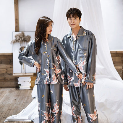 Casual Cardigan Unisex Long-sleeve Pajama Set