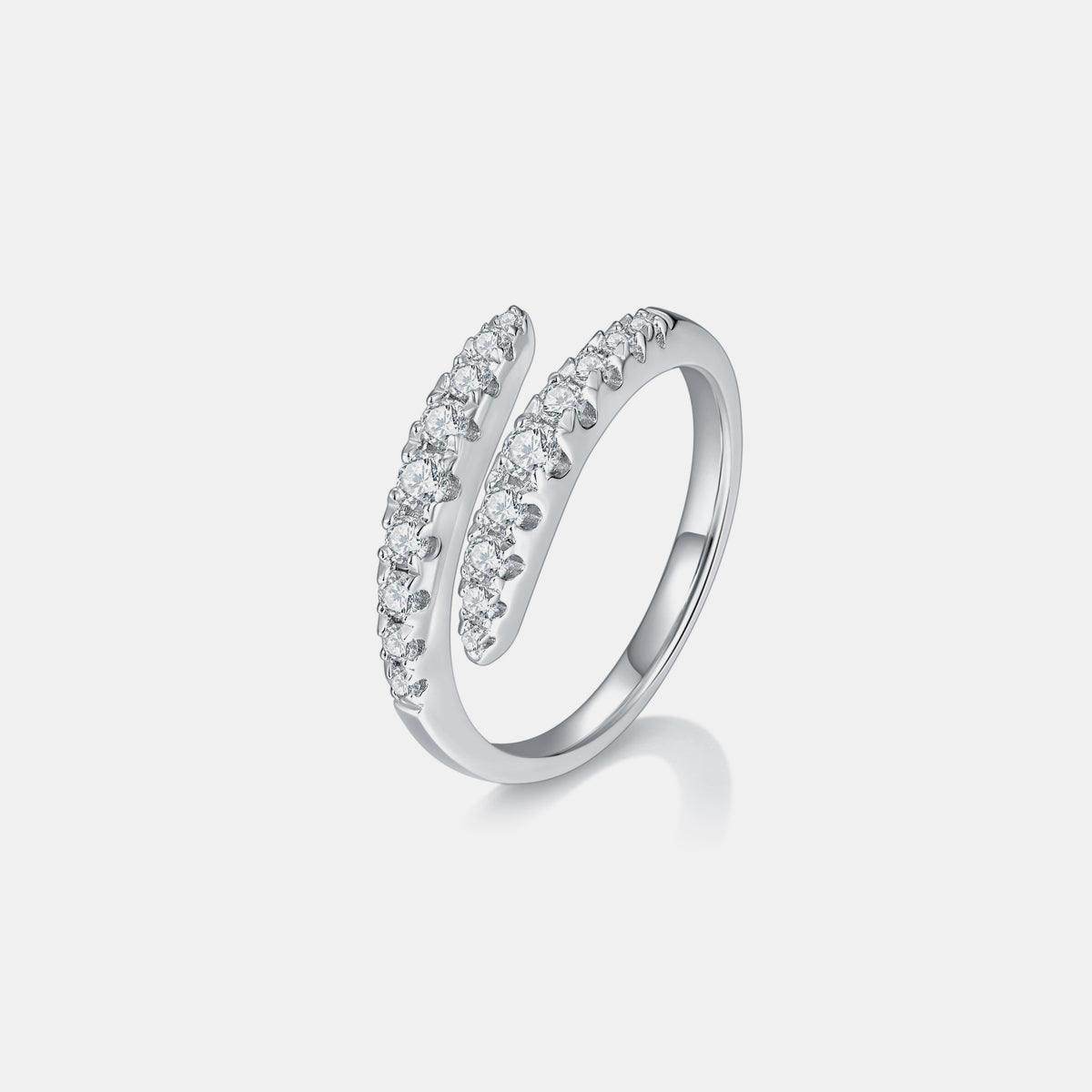 925 Sterling Silver Moissanite Bypass Ring for Women