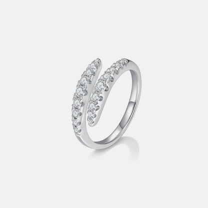 925 Sterling Silver Moissanite Bypass Ring for Women