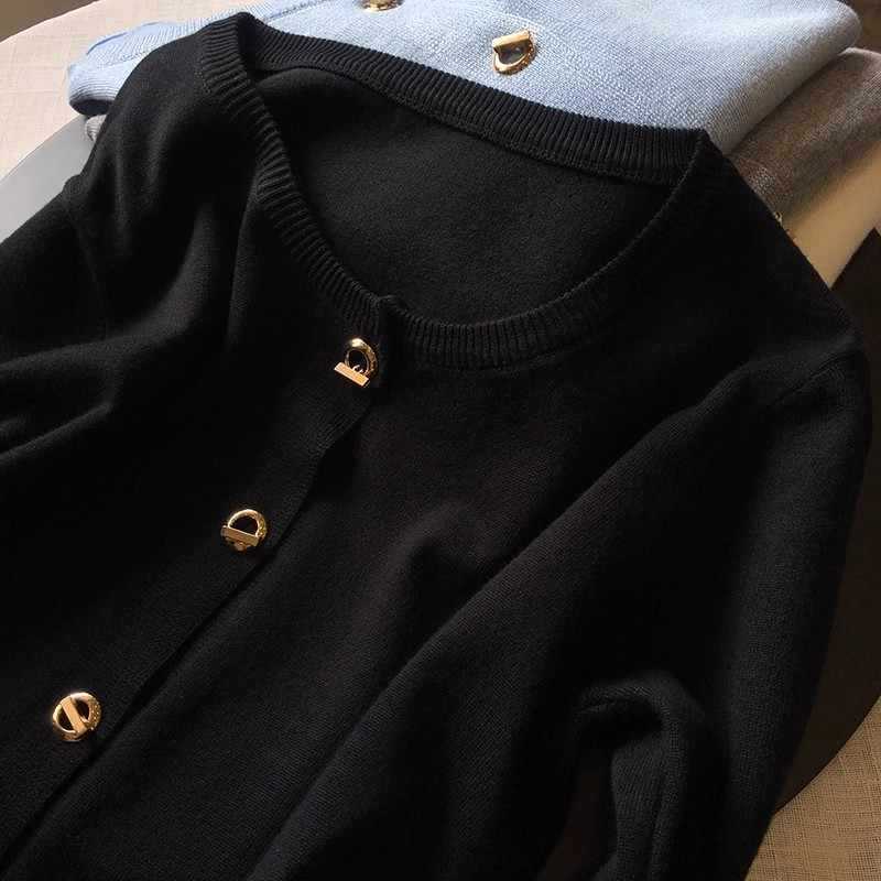 Core-spun Yarn French Style Knit Cardigan - Women&