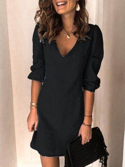 Full Size V-Neck Half Sleeve Dress for Everyday Wear