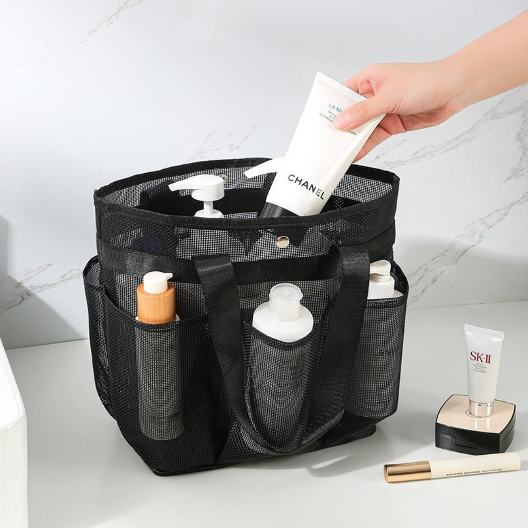 Mesh bath bag, mesh pocket tote swimming wash bag, men&